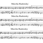 Partitura de la Marcha Radetzky sin líneas divisorias